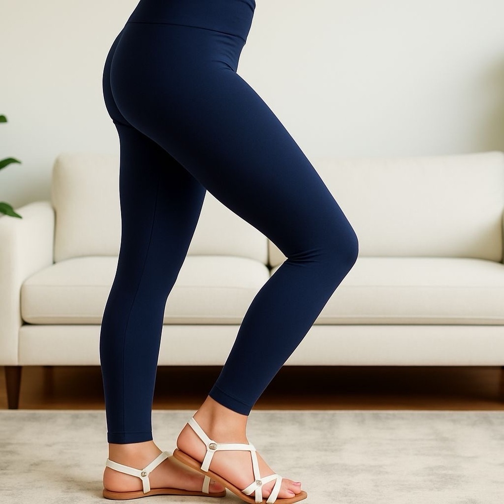 OS/TC/TC2 NEW Navy Blue Leggings Womens Lux Signature Soft Yoga Pants